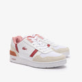 White-Pink - Back - Lacoste Childrens-Kids T-Clip Lace Up Trainers