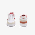 White-Pink - Pack Shot - Lacoste Childrens-Kids T-Clip Lace Up Trainers