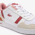 White-Pink - Close up - Lacoste Childrens-Kids T-Clip Lace Up Trainers