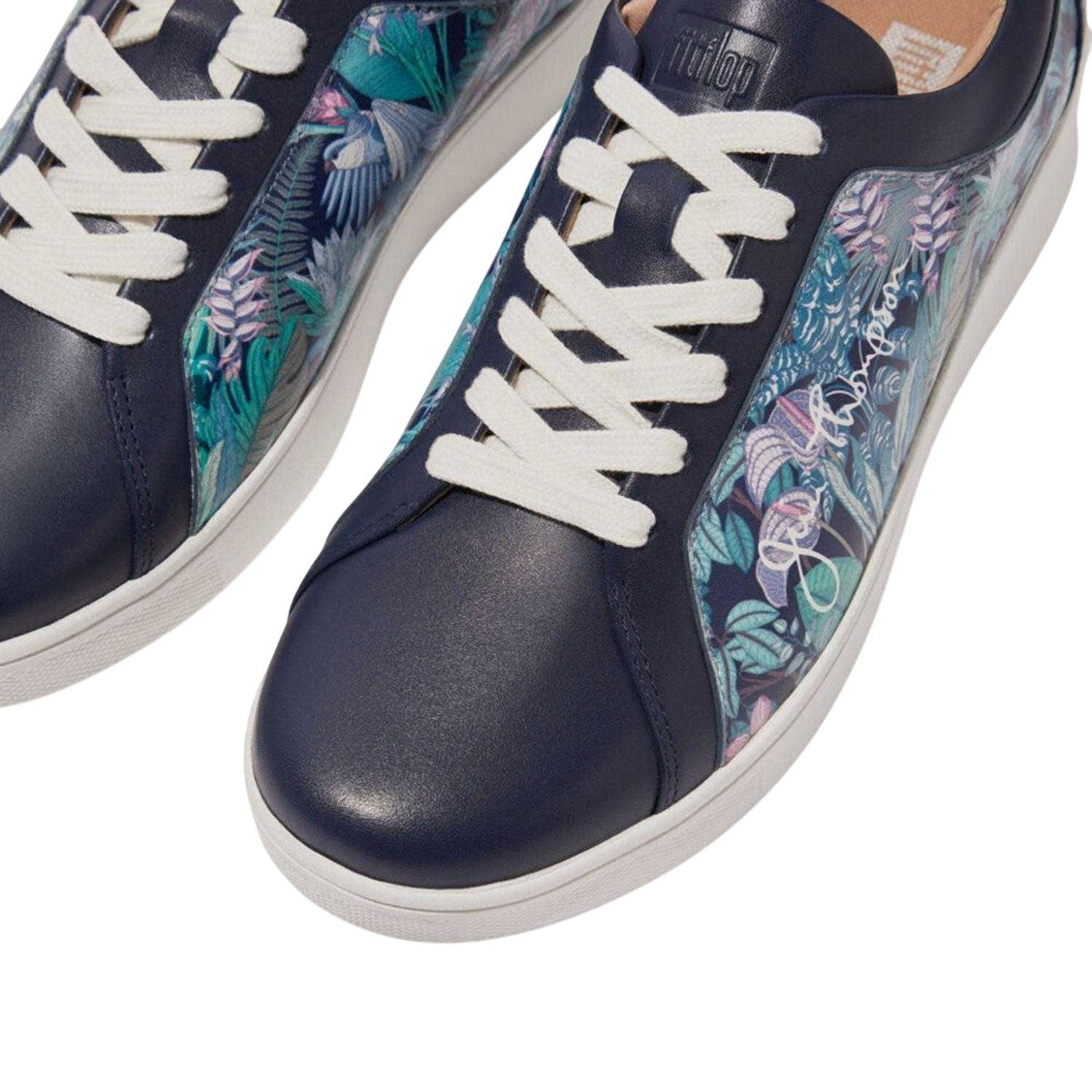 Blue - Pack Shot - Fit Flop Womens-Ladies Jim Thompson Leather Trainers