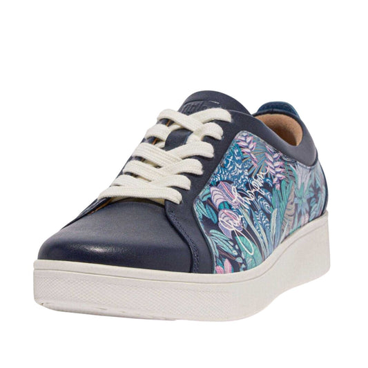 Blue - Front - Fit Flop Womens-Ladies Jim Thompson Leather Trainers
