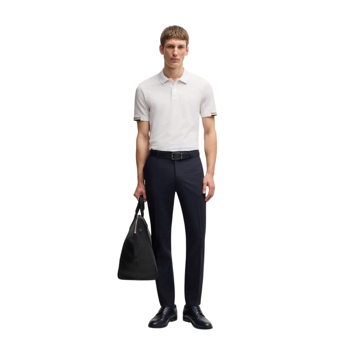 White - Pack Shot - Boss Mens Parlay 147 Rubberised Logo Polo Shirt