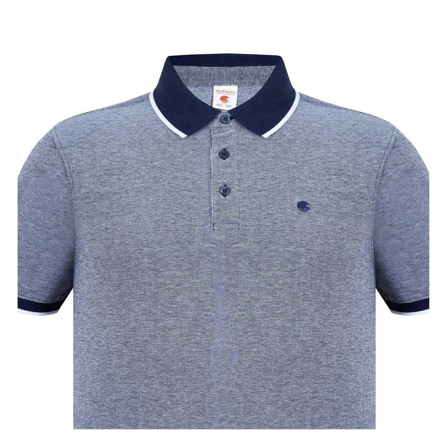Navy-White - Lifestyle - SoulCal Mens Cotton Pique Polo Shirt
