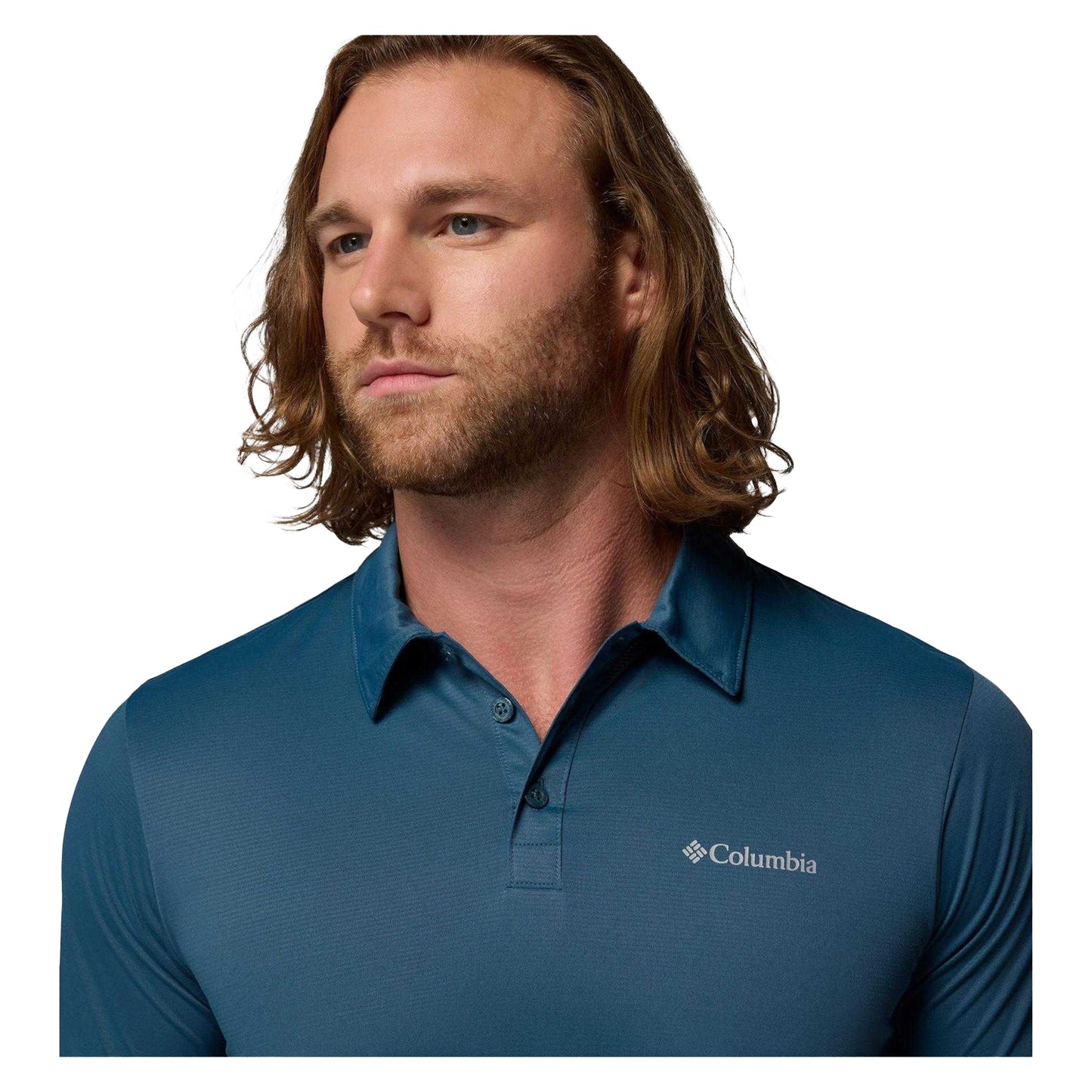 Blue - Side - Columbia Mens Short-Sleeved Polo Shirt