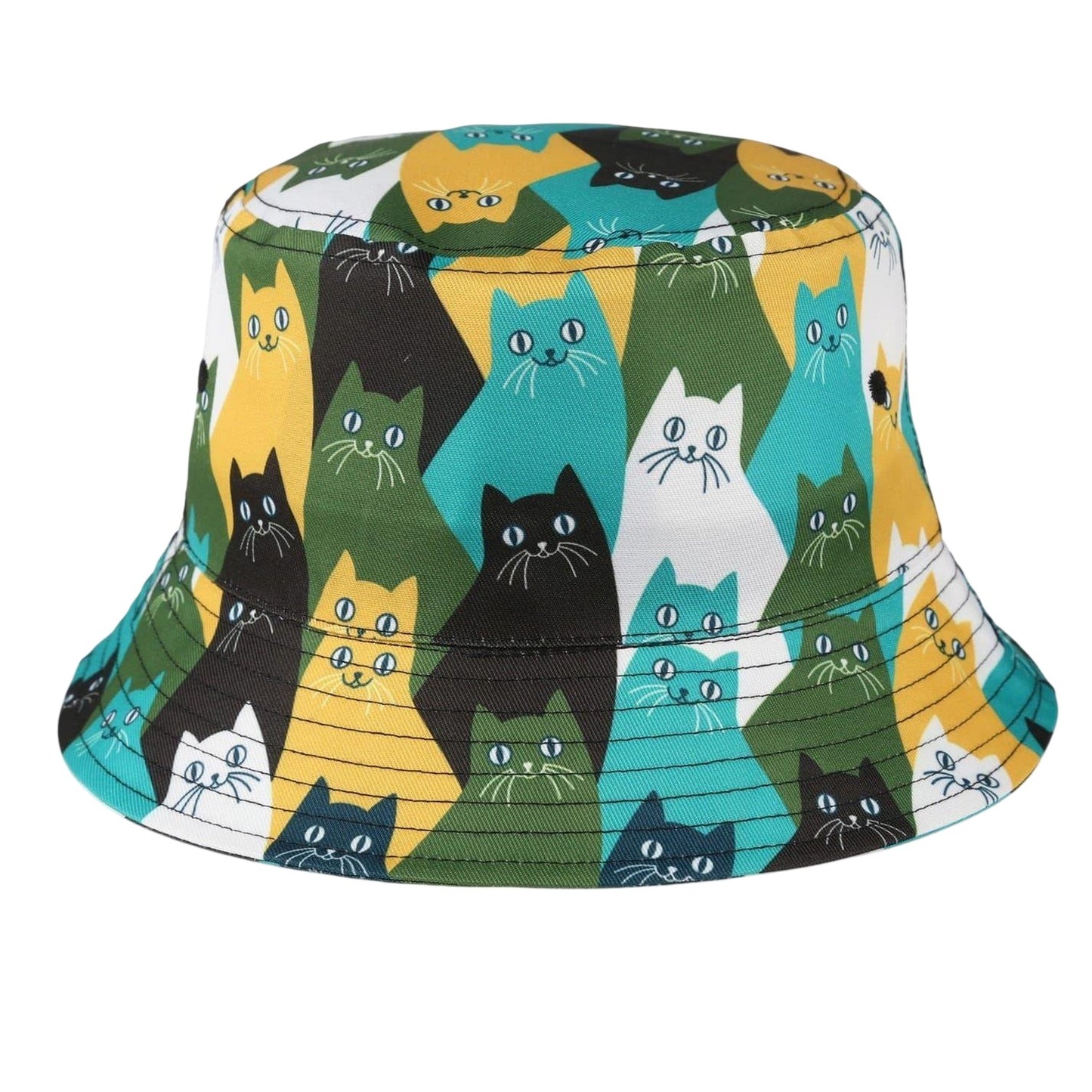 Multicoloured-Multicoloured - Back - Spiral Unisex Adult Cats Bucket Hat