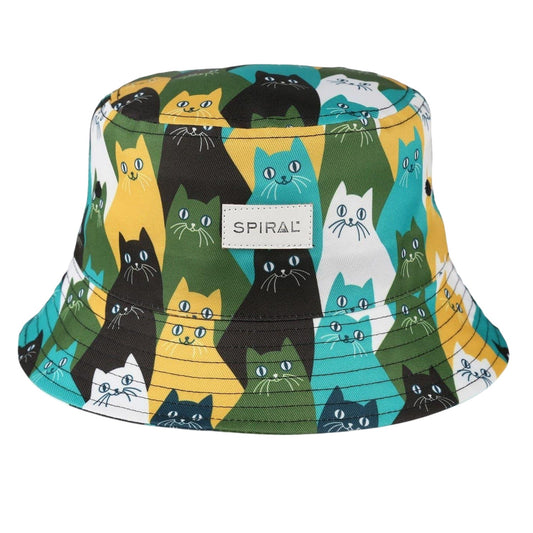 Multicoloured-Multicoloured - Front - Spiral Unisex Adult Cats Bucket Hat