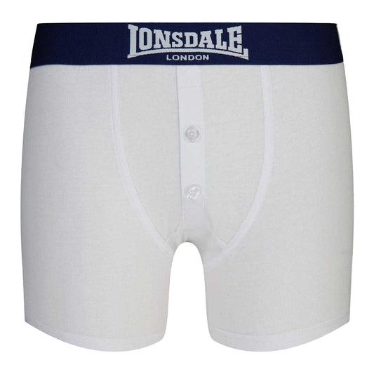 White-Navy - Front - Lonsdale Boys Boxer Shorts (Pack of 2)
