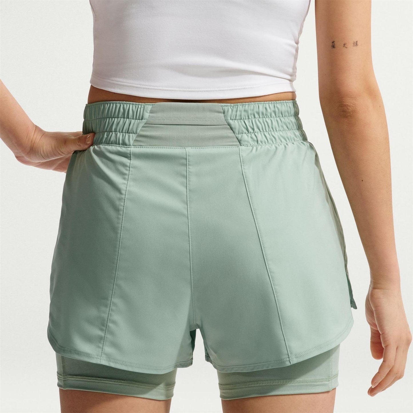 Light Green - Pack Shot - Nike Womens-Ladies Pro 2 in 1 Running Shorts