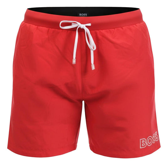 Red - Front - Boss Mens Starfish Swim Shorts