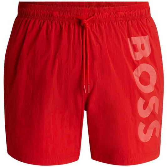 Bright Red - Front - Boss Mens Octopus Swim Shorts