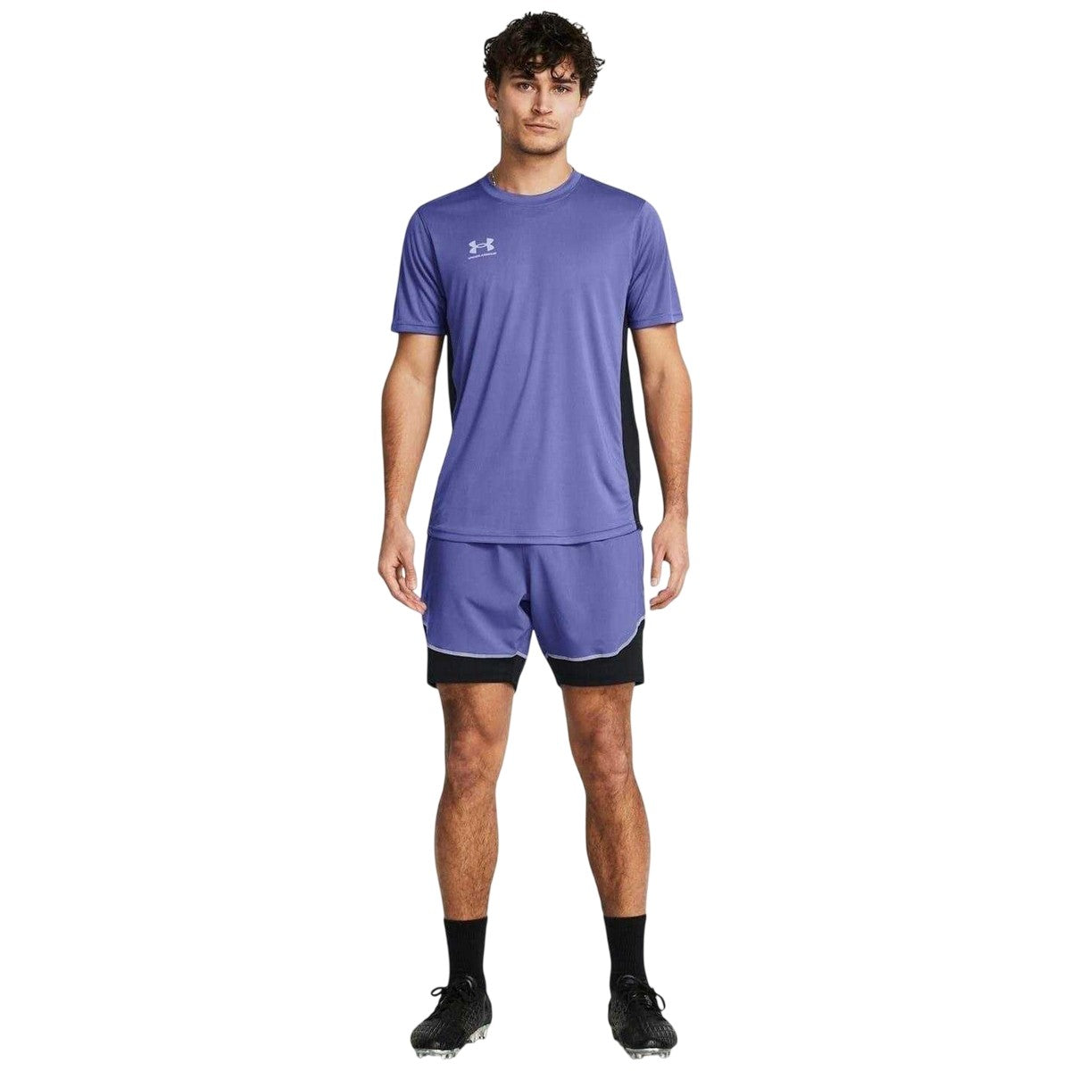 Navy - Pack Shot - Under Armour Mens Pro 2 in 1 Relaxed Fit Shorts