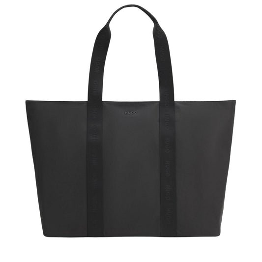 Black - Front - Hugo Polyester Tote Bag