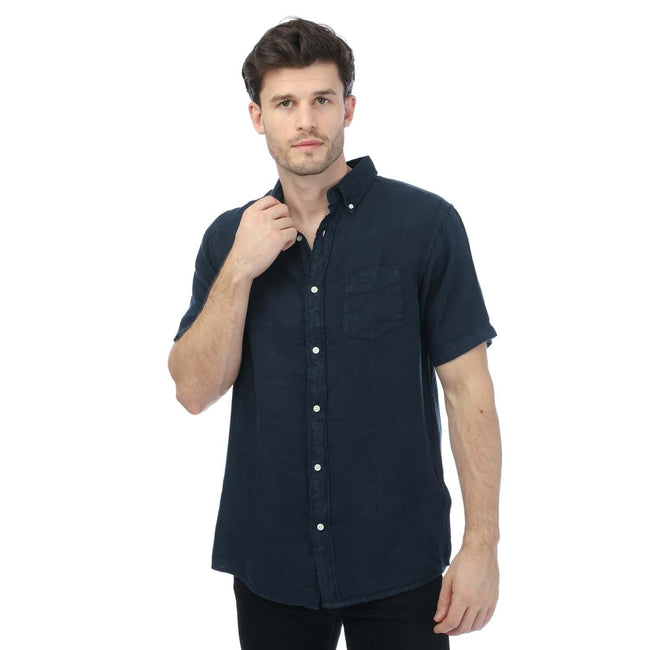 Navy - Front - Gant Mens Garment Dyed Regular Shirt