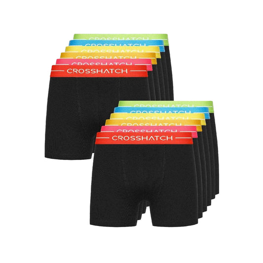 Black - Front - Crosshatch Mens Cotton Blend Boxer Shorts