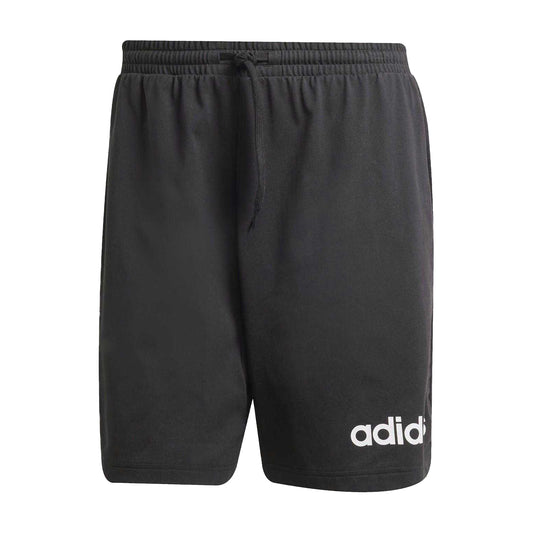 Black-White - Front - Adidas Mens Essentials Linear Single Jersey Shorts