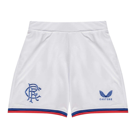 White-Red - Front - Rangers FC Childrens-Kids Away Kit Football Shorts