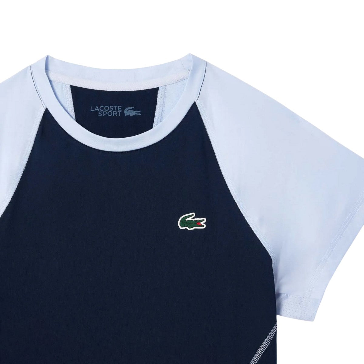 Blue - Side - Lacoste Womens-Ladies Stretch Slim Sport T-Shirt