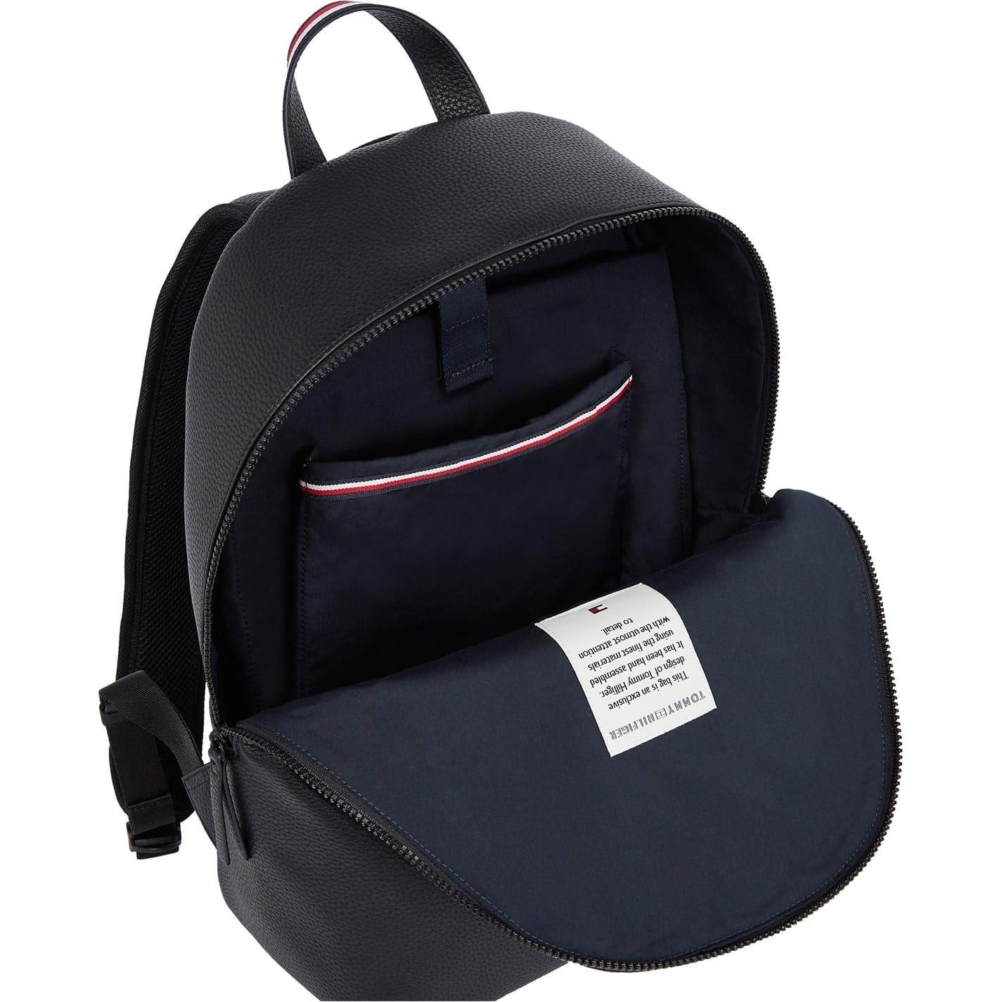 Black - Back - Tommy Hilfiger Essential Faux Leather Everyday Backpack