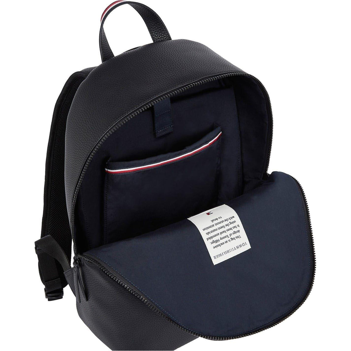 Black - Back - Tommy Hilfiger Essential Faux Leather Everyday Backpack