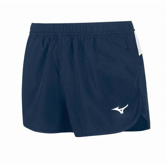 Navy-White - Front - Mizuno Mens Split Hem Running Shorts