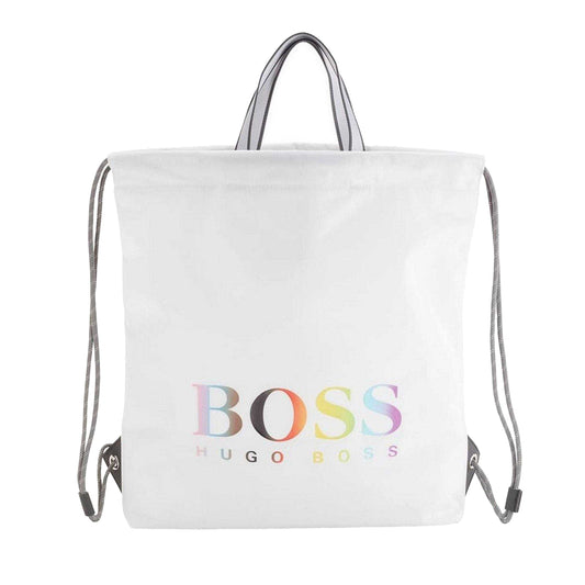White - Front - Boss Tlove Rainbow Logo Drawstring Bag