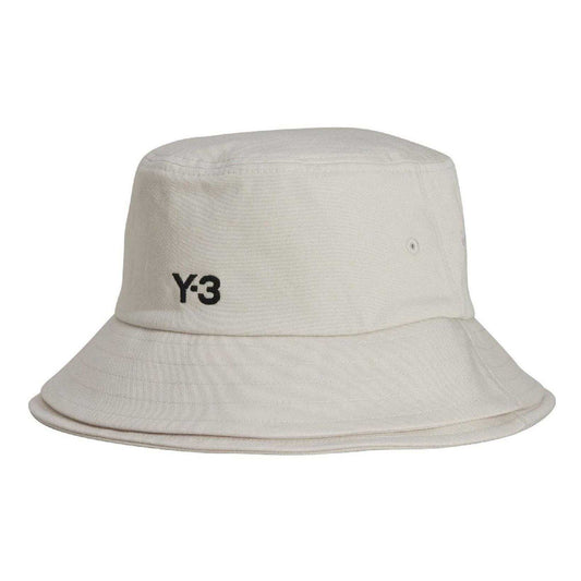 White - Front - Y-3 Mens 3 Stripes Cotton Twill Sport Bucket Hat