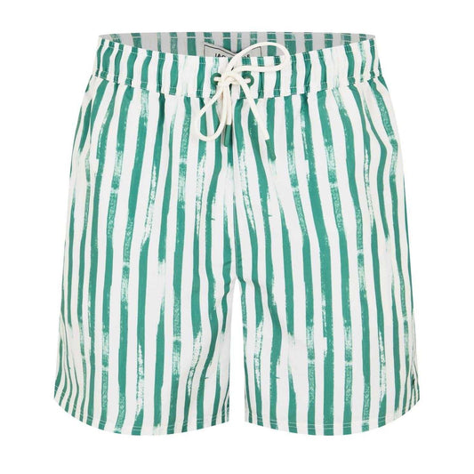 Jade Green - Front - Jack Wills Mens Vertical Stripe Regular Swim Shorts