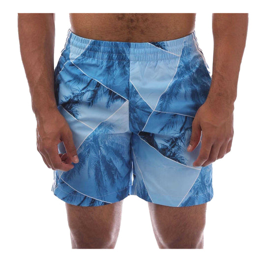 Navy - Front - Adidas Mens Originals Palm Print Regular Swim Shorts