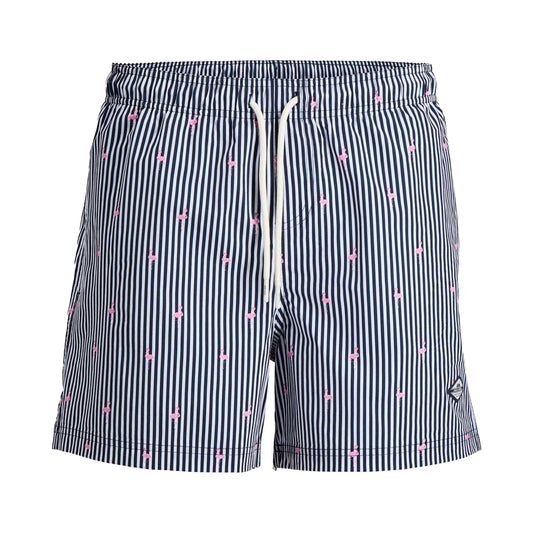 Navy Blazer - Front - Jack And Jones Mens Striped Swim Shorts