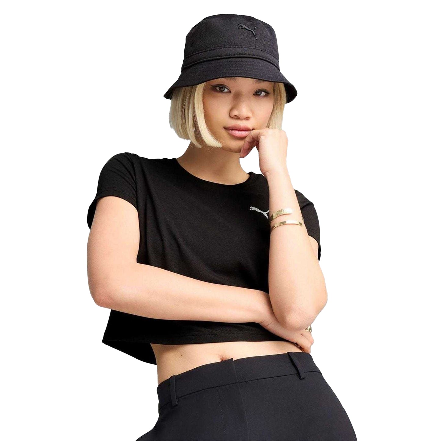Black - Side - Puma Essential Logo Bucket Hat