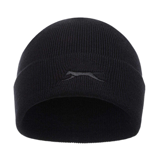 Black - Front - Slazenger Childrens-Kids Embroidered Logo Acrylic Winter Beanie