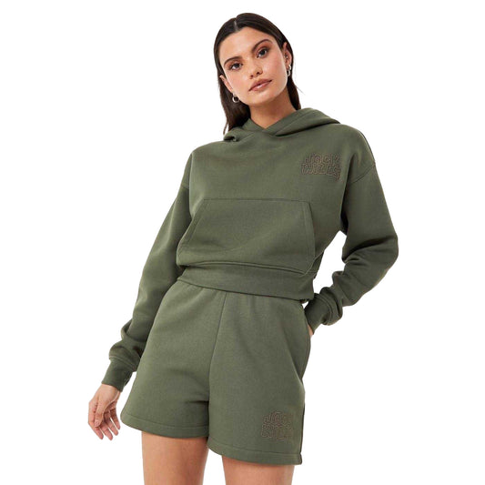 Khaki Green - Front - Jack Wills Womens-Ladies Fleece Shorts