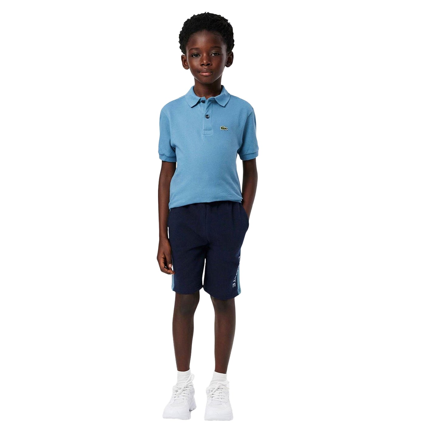 Navy - Lifestyle - Lacoste Childrens-Kids Fleece Colour Block Sweat Shorts