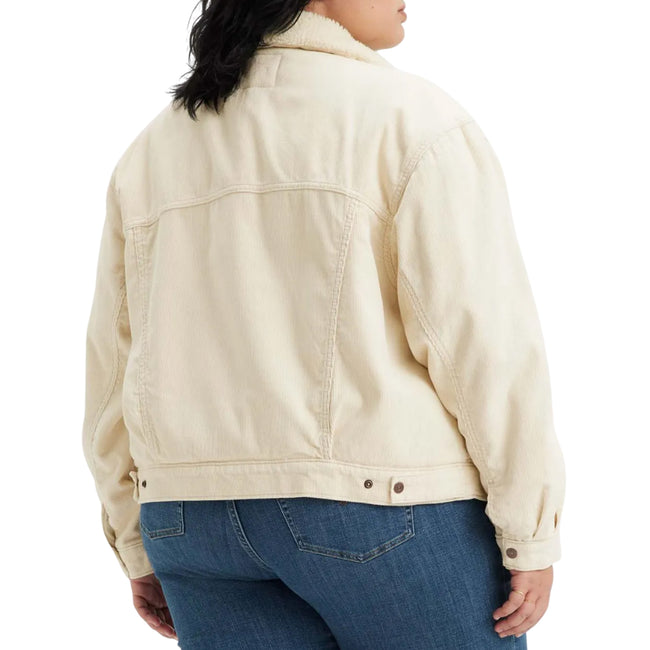 Cream - Back - Levis Womens-Ladies Sherpa Plus Trucker Jacket