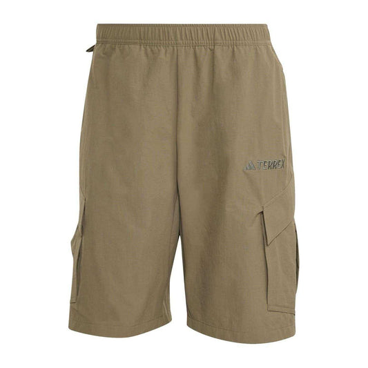 Olive - Front - Adidas Mens Terrex Polyamide Cargo Shorts