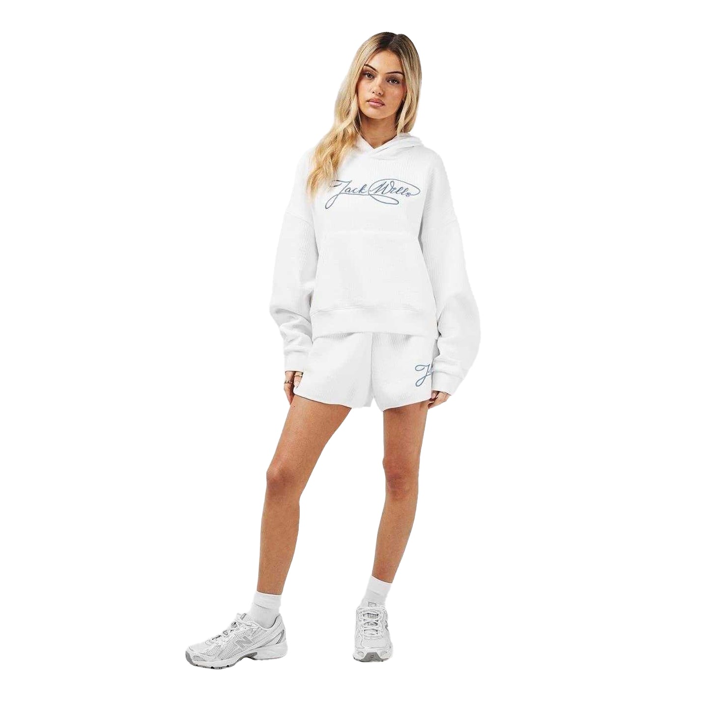Vintage White - Pack Shot - Jack Wills Womens-Ladies Ribbed Relaxed Fit Sweat Shorts