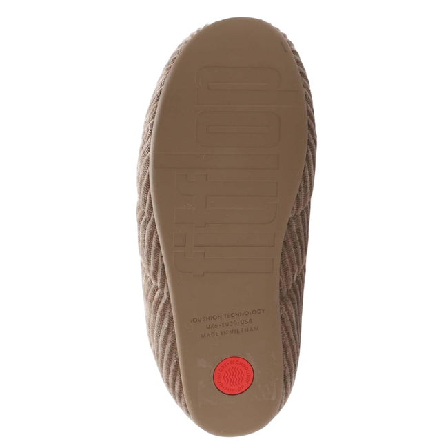 Mink - Close up - FitFlop Womens-Ladies Chrissie Corduroy Fleece Lined Slippers
