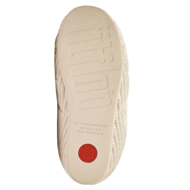 Ivory - Pack Shot - FitFlop Womens-Ladies Chrissie Corduroy Fleece Lined Slippers