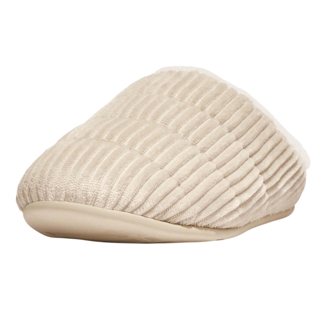 Ivory - Front - FitFlop Womens-Ladies Chrissie Corduroy Fleece Lined Slippers