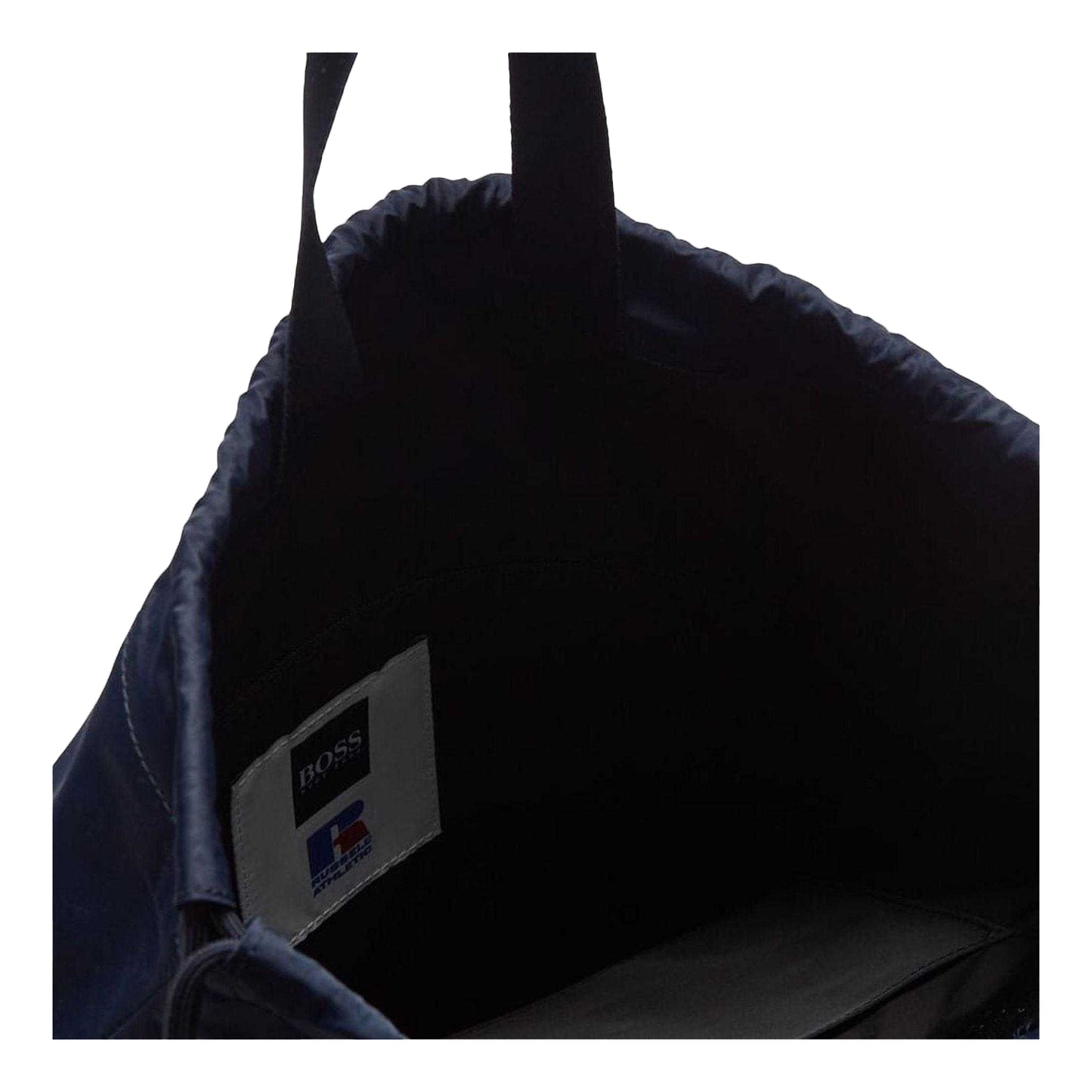 Navy - Side - Boss Leather Trim Athletic Drawstring Bag