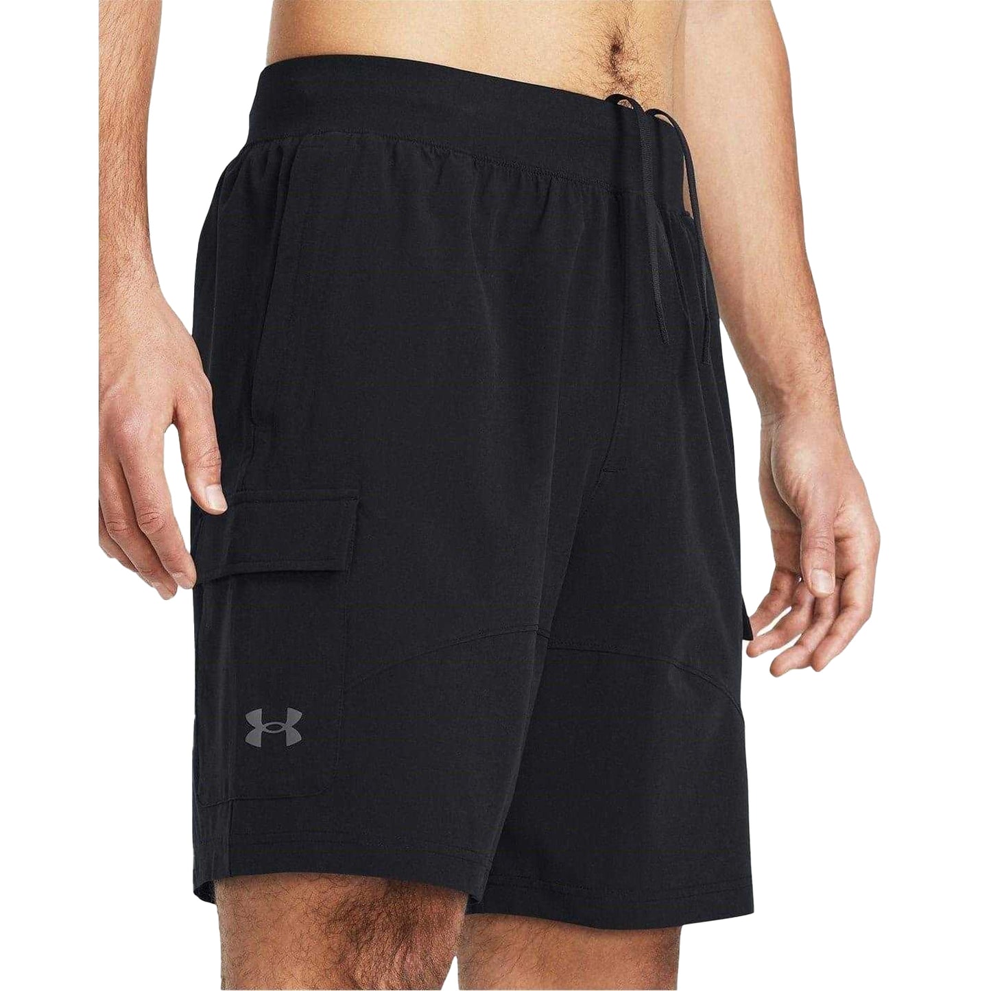 Black - Side - Under Armour Mens Cargo Shorts