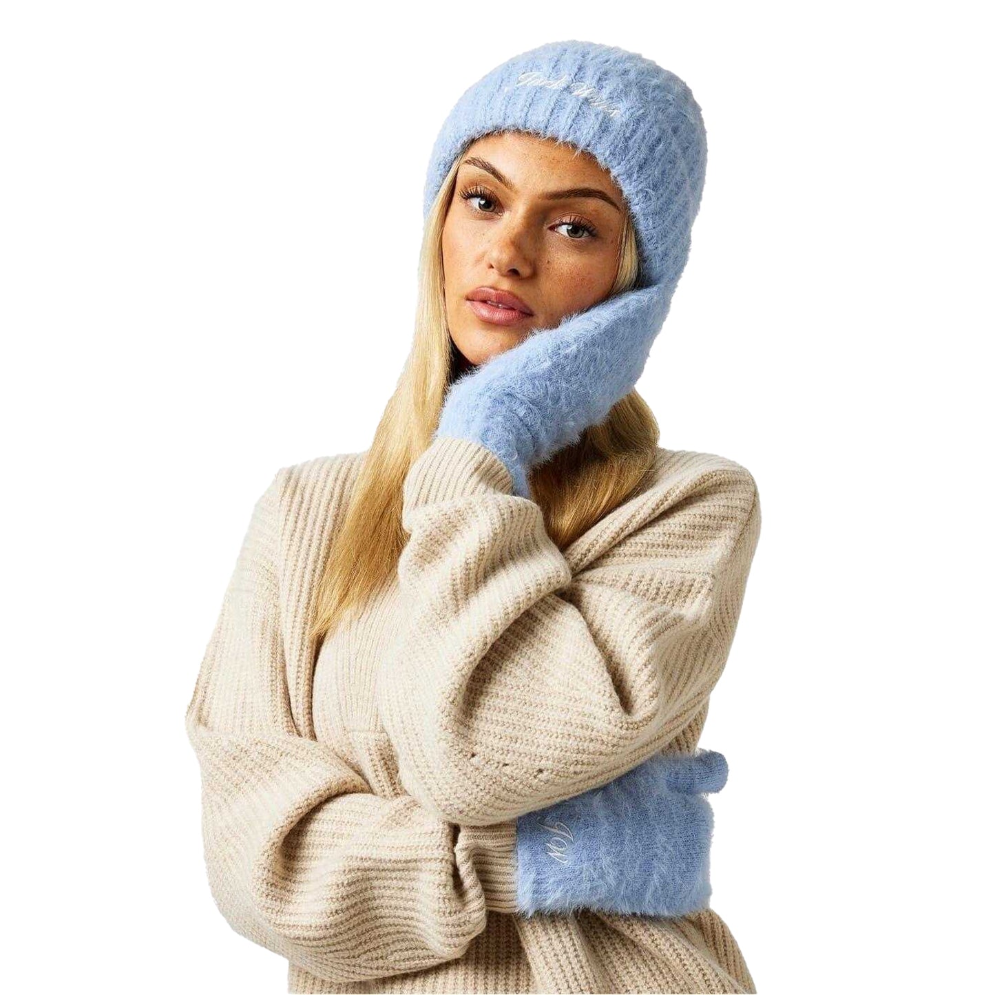 Brunnera Blue - Lifestyle - Jack Wills Lettering Beanie & Gloves Set