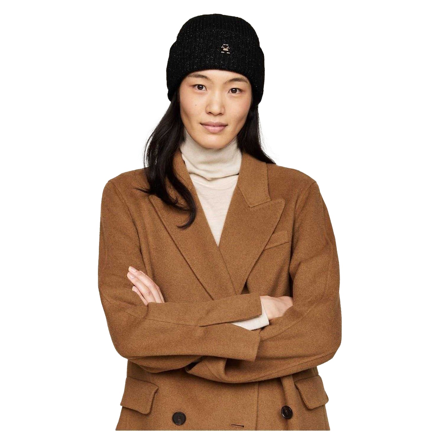 Black Metallic - Side - Tommy Hilfiger Womens-Ladies Sparkle Beanie