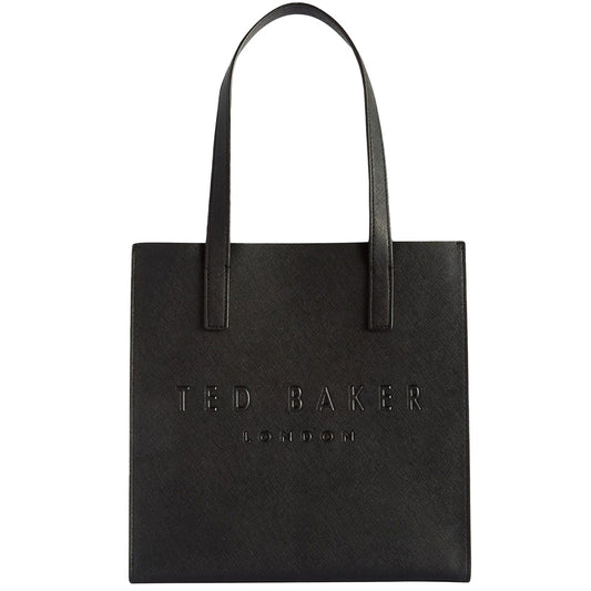 Black - Front - Ted Baker Soocon Logo Faux Leather Shopper Bag