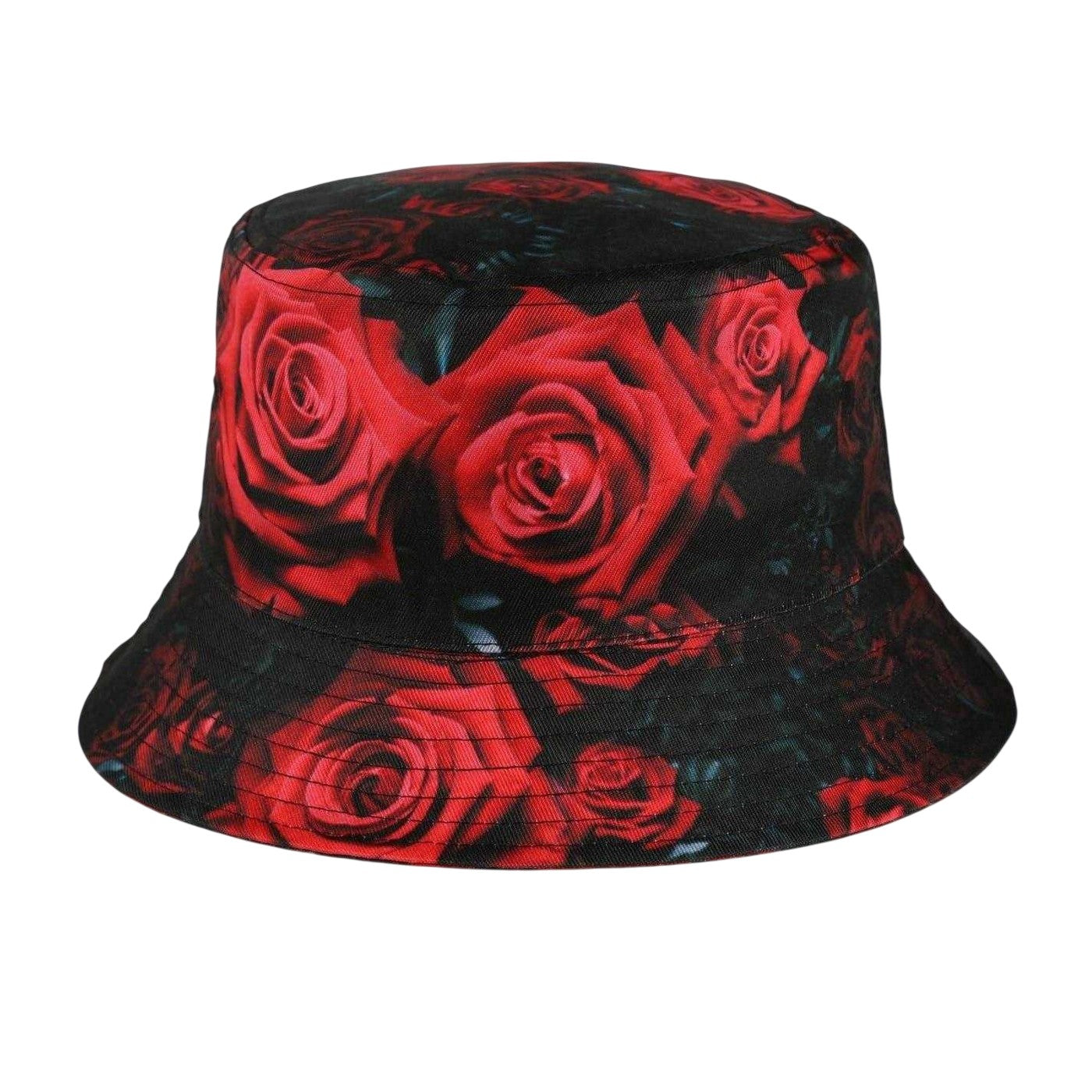 Black-Red - Back - Spiral Womens-Ladies Bucket Hat
