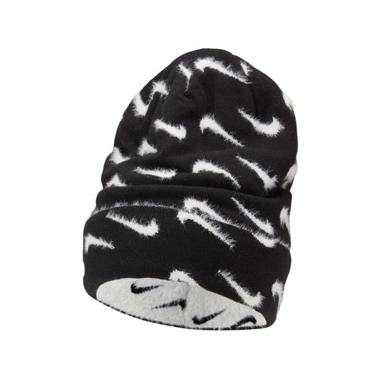 Black-White Melange - Front - Nike Childrens-Kids Pom Pom Beanie