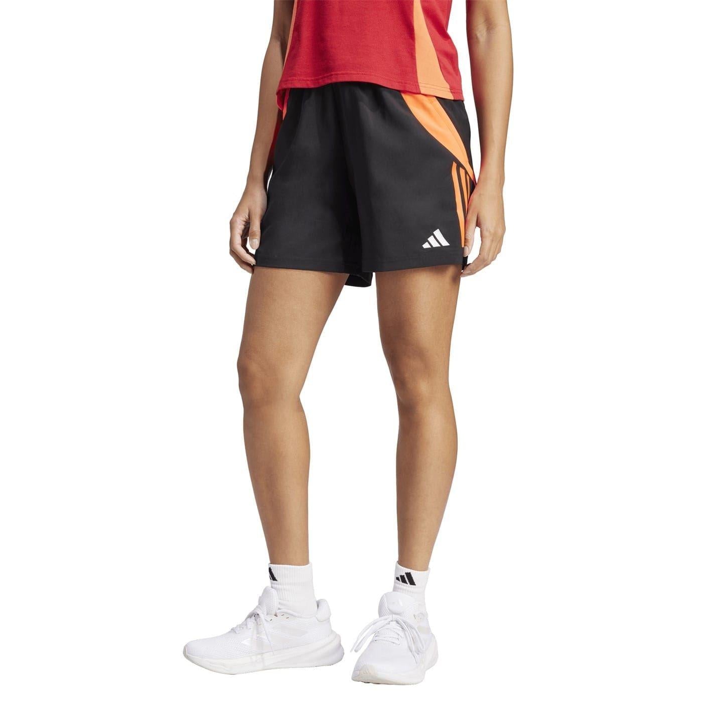 Black-Solar Red - Pack Shot - Adidas Womens-Ladies Tiro 24 Football Shorts