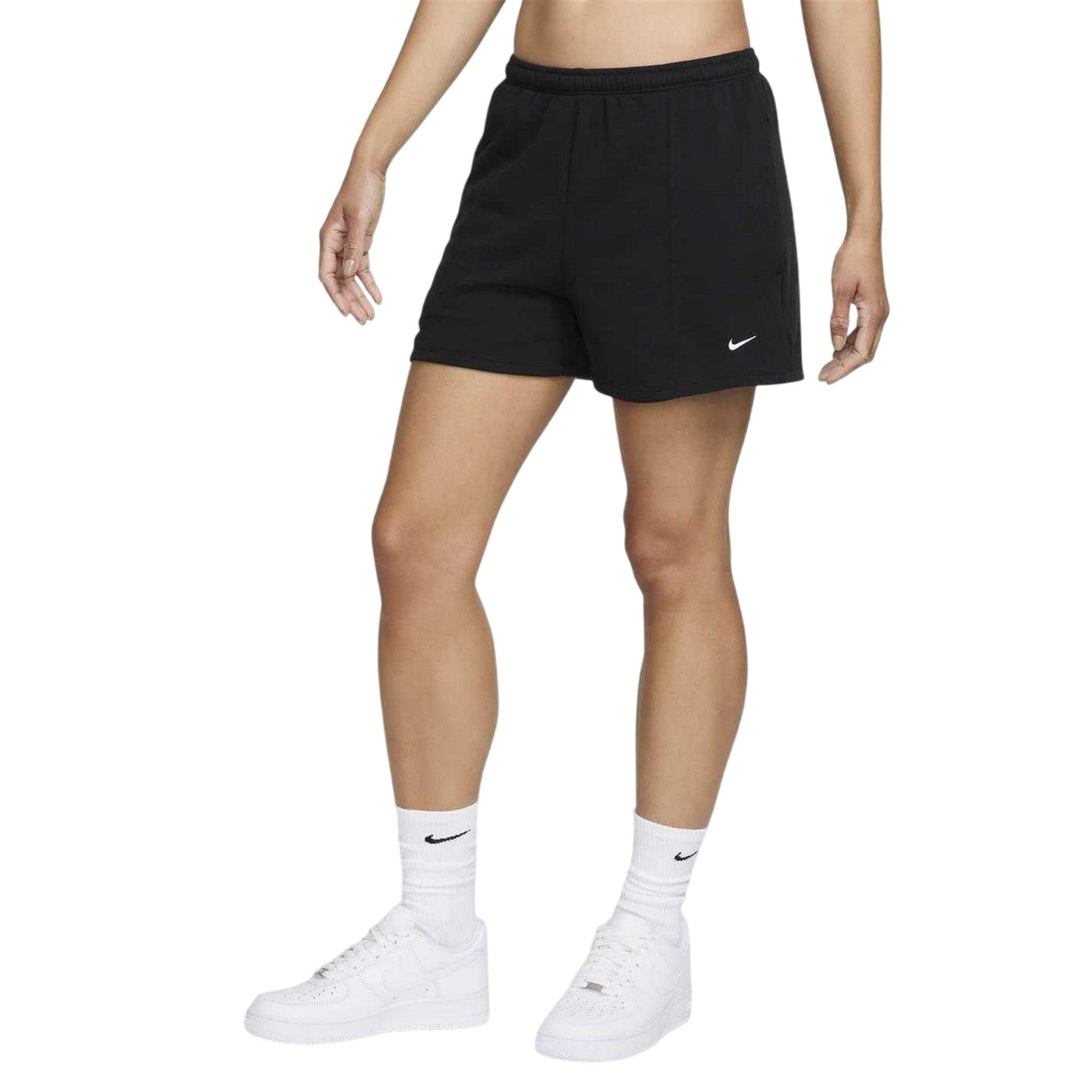 Black - Lifestyle - Nike Womens-Ladies Fleece Elasticated Waist Relaxed Fit Sweat Shorts