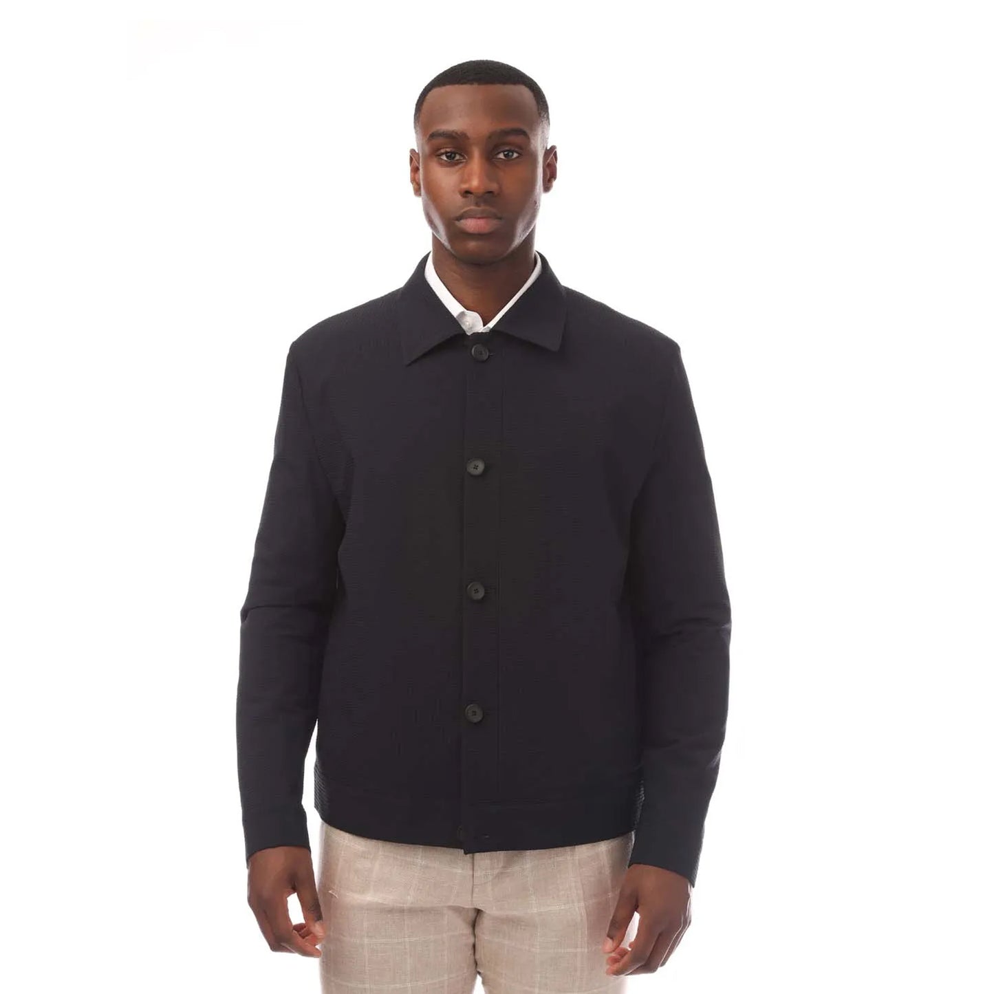 Dark Blue - Side - Hugo Mens Hellys Slim Overshirt