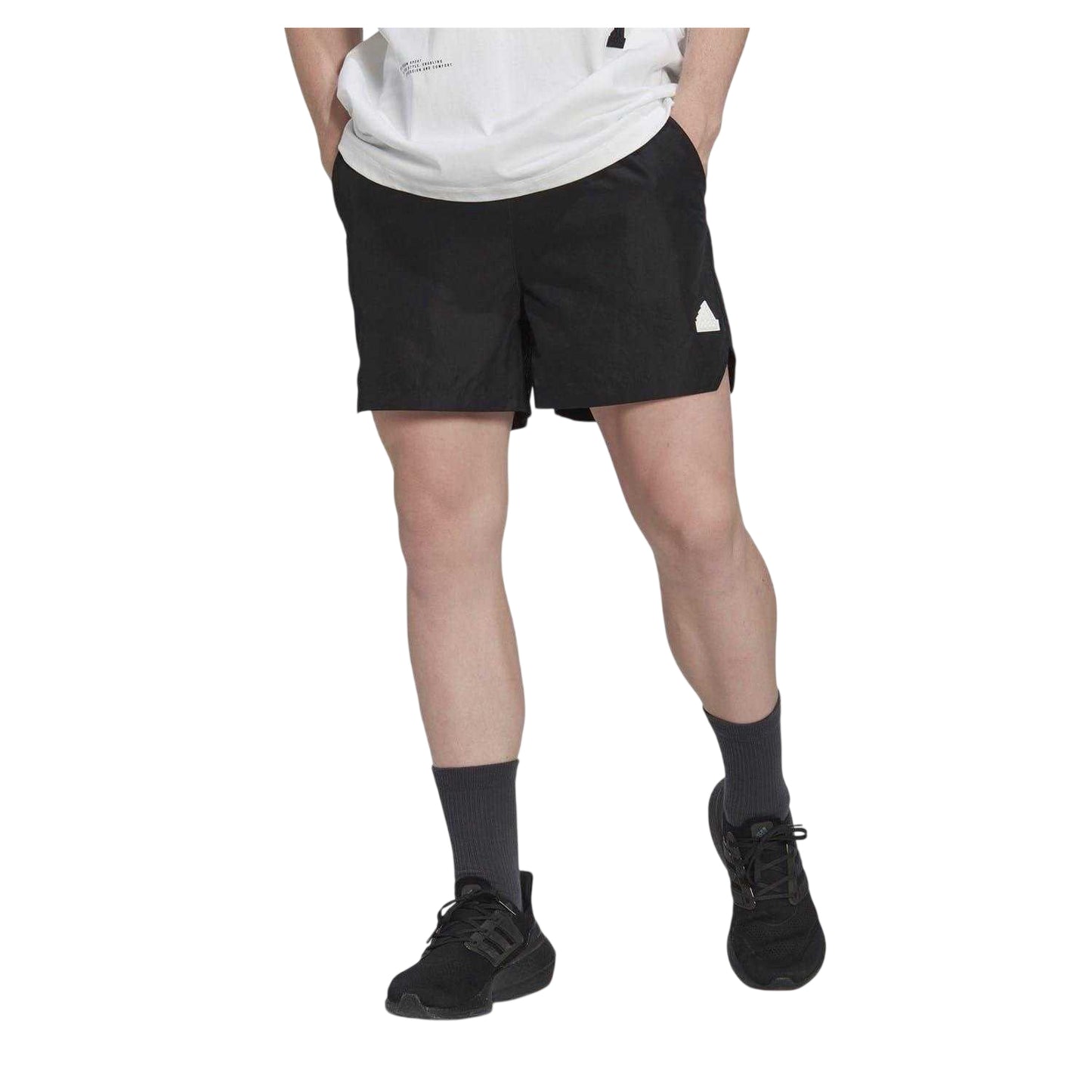 Black - Side - Adidas Mens Tech Regular Shorts